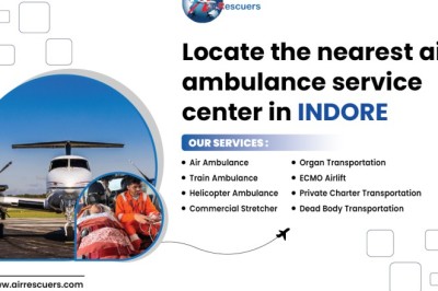 Locate the nearest air ambulance service center in Indore