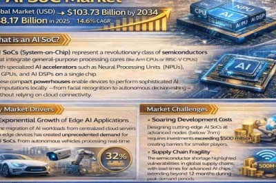 Global AI SoC Market Projected to Reach USD 103.73 Billion by 2034, Growing at a 14.6% CAGR; Key Players and Trends