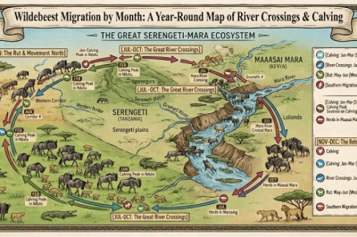 Wildebeest Migration by Month: A Year-Round Map of River Crossings & Calving